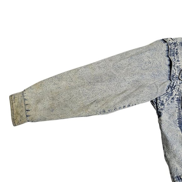 Vintage Van Cort Denim Jacket M Acid Wash Distressed Stained Thrashed Bomber - Picture 7 of 16